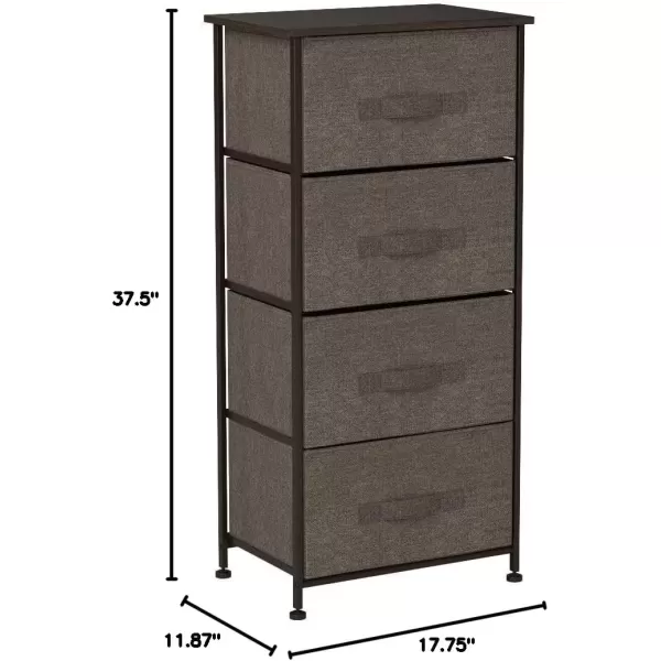 imageSorbus Nightstand with 4 Drawers  Bedside Furniture ampamp Night Stand End Table Dresser with Steel Frame Wood Top Easy Pull Fabric Bins for Home Bedroom Accessories Office ampamp DormBrown