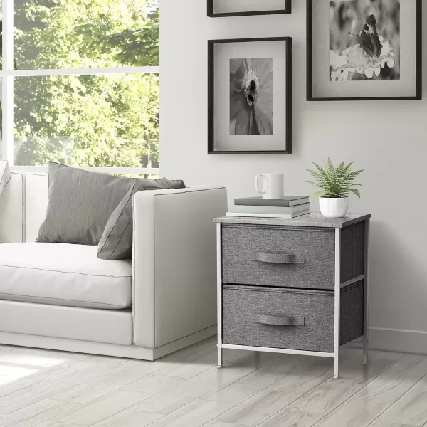 imageSorbus Nightstand with 4 Drawers  Bedside Furniture ampamp Night Stand End Table Dresser with Steel Frame Wood Top Easy Pull Fabric Bins for Home Bedroom Accessories Office ampamp DormGrey