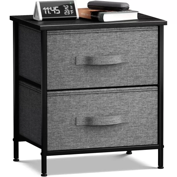 imageSorbus Nightstand with 4 Drawers  Bedside Furniture ampamp Night Stand End Table Dresser with Steel Frame Wood Top Easy Pull Fabric Bins for Home Bedroom Accessories Office ampamp DormBlack