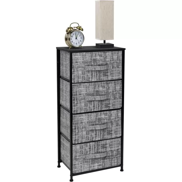imageSorbus Nightstand with 4 Drawers  Bedside Furniture ampamp Night Stand End Table Dresser with Steel Frame Wood Top Easy Pull Fabric Bins for Home Bedroom Accessories Office ampamp DormGrayBlack