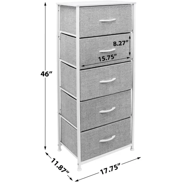 imageSorbus Nightstand with 4 Drawers  Bedside Furniture ampamp Night Stand End Table Dresser with Steel Frame Wood Top Easy Pull Fabric Bins for Home Bedroom Accessories Office ampamp DormWhite