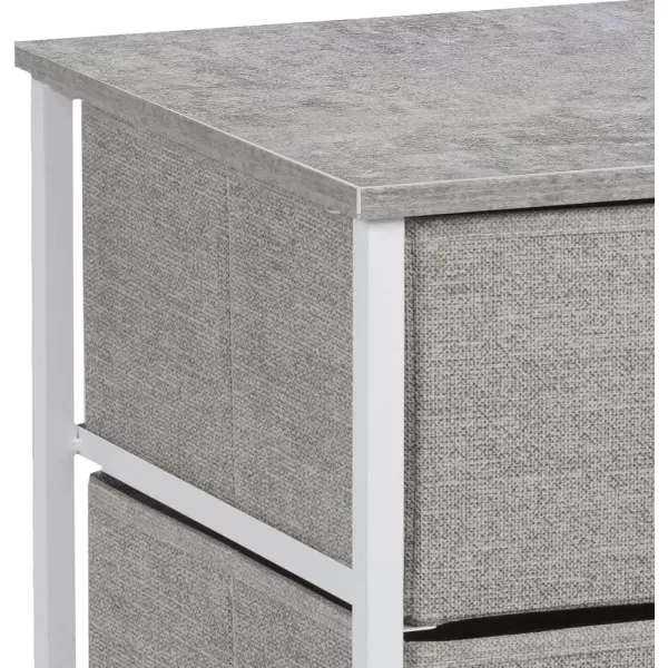 imageSorbus Nightstand with 4 Drawers  Bedside Furniture ampamp Night Stand End Table Dresser with Steel Frame Wood Top Easy Pull Fabric Bins for Home Bedroom Accessories Office ampamp DormGrey