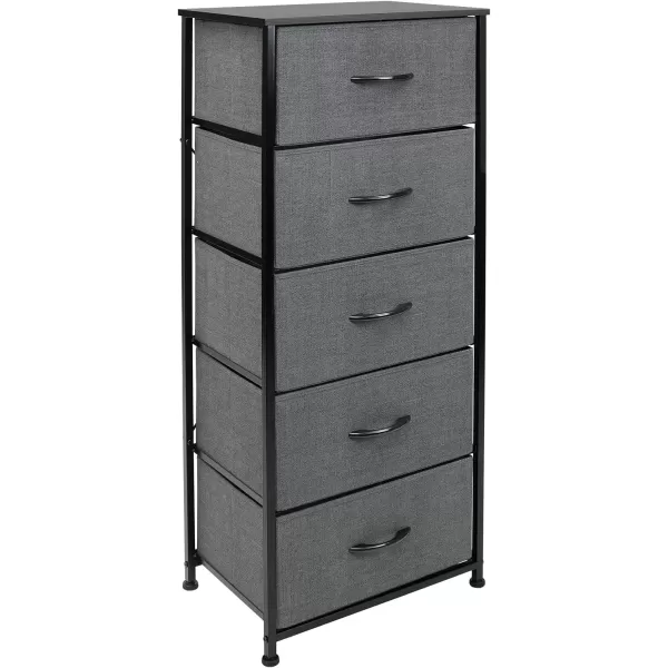 imageSorbus Nightstand with 4 Drawers  Bedside Furniture ampamp Night Stand End Table Dresser with Steel Frame Wood Top Easy Pull Fabric Bins for Home Bedroom Accessories Office ampamp DormBlack