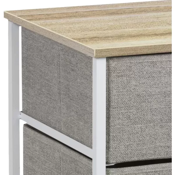 imageSorbus Nightstand with 4 Drawers  Bedside Furniture ampamp Night Stand End Table Dresser with Steel Frame Wood Top Easy Pull Fabric Bins for Home Bedroom Accessories Office ampamp DormBeige