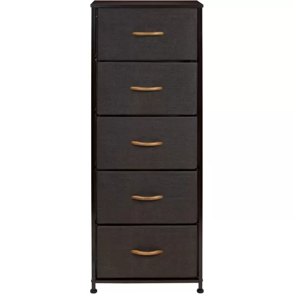 imageSorbus Nightstand with 4 Drawers  Bedside Furniture ampamp Night Stand End Table Dresser with Steel Frame Wood Top Easy Pull Fabric Bins for Home Bedroom Accessories Office ampamp DormBrown