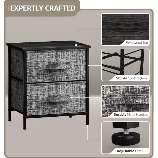 imageSorbus Nightstand with 4 Drawers  Bedside Furniture ampamp Night Stand End Table Dresser with Steel Frame Wood Top Easy Pull Fabric Bins for Home Bedroom Accessories Office ampamp DormGrayBlack