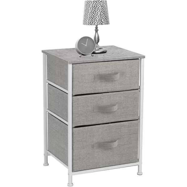 imageSorbus Nightstand with 4 Drawers  Bedside Furniture ampamp Night Stand End Table Dresser with Steel Frame Wood Top Easy Pull Fabric Bins for Home Bedroom Accessories Office ampamp DormGrey