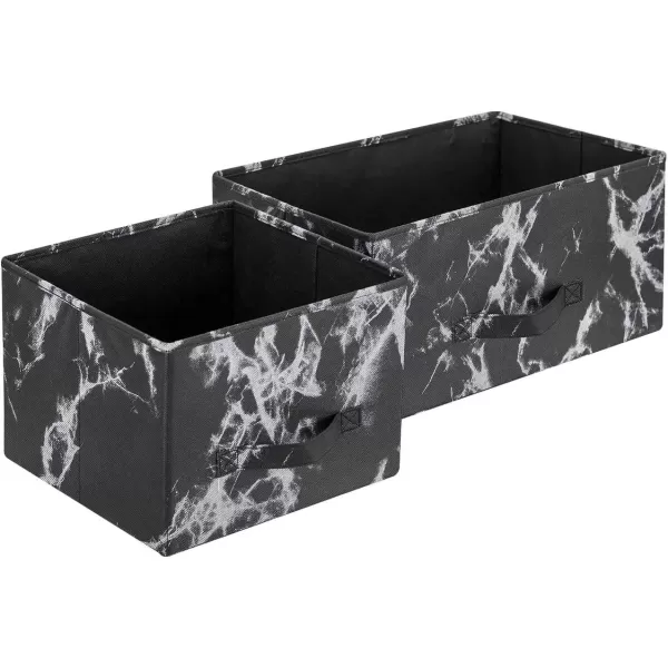 imageSorbus Nightstand with 4 Drawers  Bedside Furniture ampamp Night Stand End Table Dresser with Steel Frame Wood Top Easy Pull Fabric Bins for Home Bedroom Accessories Office ampamp DormMarble Black  White Frame