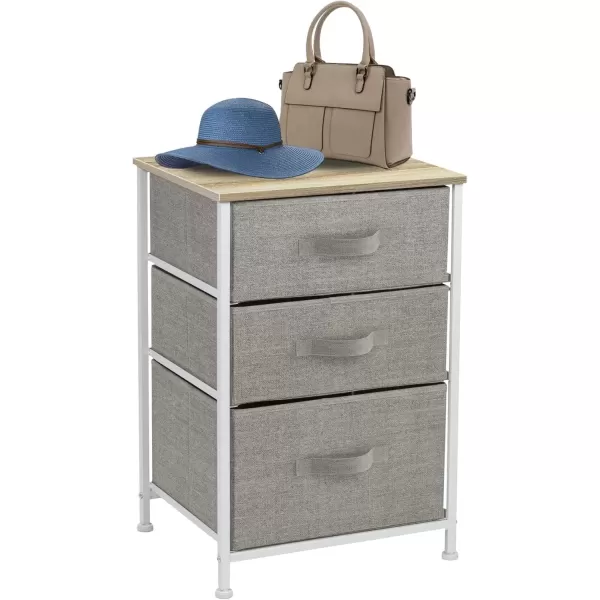 imageSorbus Nightstand with 4 Drawers  Bedside Furniture ampamp Night Stand End Table Dresser with Steel Frame Wood Top Easy Pull Fabric Bins for Home Bedroom Accessories Office ampamp DormBeige