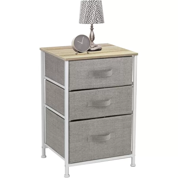 imageSorbus Nightstand with 4 Drawers  Bedside Furniture ampamp Night Stand End Table Dresser with Steel Frame Wood Top Easy Pull Fabric Bins for Home Bedroom Accessories Office ampamp DormBeige