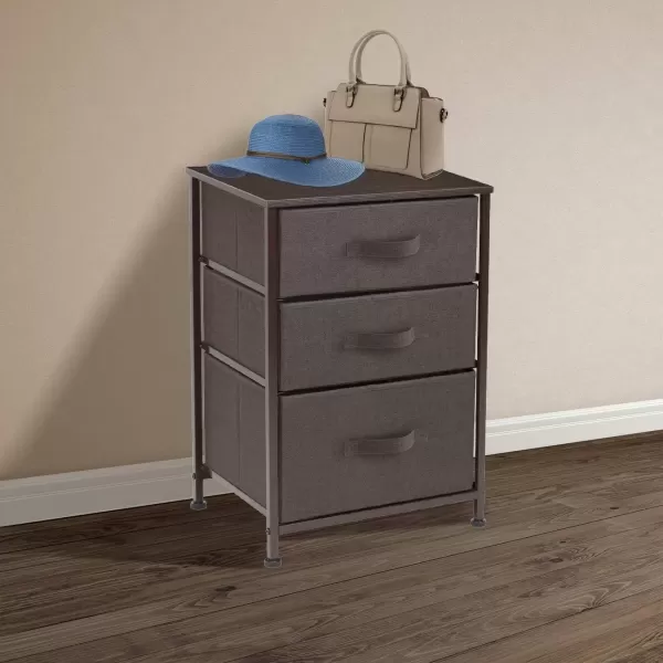 imageSorbus Nightstand with 4 Drawers  Bedside Furniture ampamp Night Stand End Table Dresser with Steel Frame Wood Top Easy Pull Fabric Bins for Home Bedroom Accessories Office ampamp DormBrown
