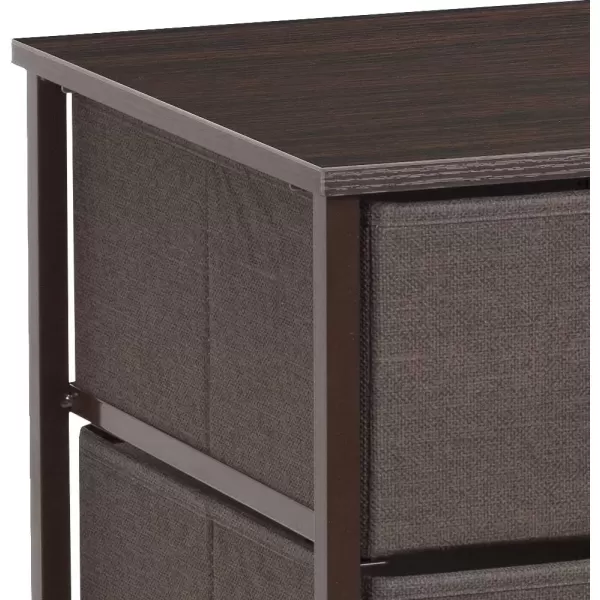 imageSorbus Nightstand with 4 Drawers  Bedside Furniture ampamp Night Stand End Table Dresser with Steel Frame Wood Top Easy Pull Fabric Bins for Home Bedroom Accessories Office ampamp DormBrown