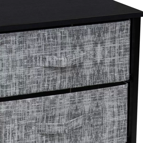 imageSorbus Nightstand with 4 Drawers  Bedside Furniture ampamp Night Stand End Table Dresser with Steel Frame Wood Top Easy Pull Fabric Bins for Home Bedroom Accessories Office ampamp DormGrayBlack