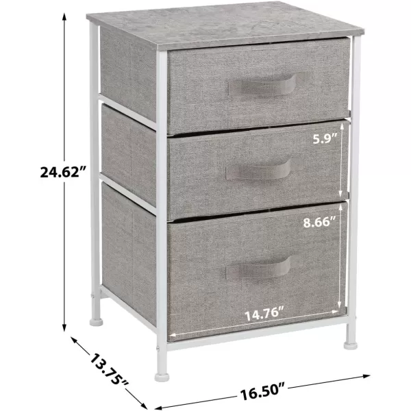 imageSorbus Nightstand with 4 Drawers  Bedside Furniture ampamp Night Stand End Table Dresser with Steel Frame Wood Top Easy Pull Fabric Bins for Home Bedroom Accessories Office ampamp DormGrey