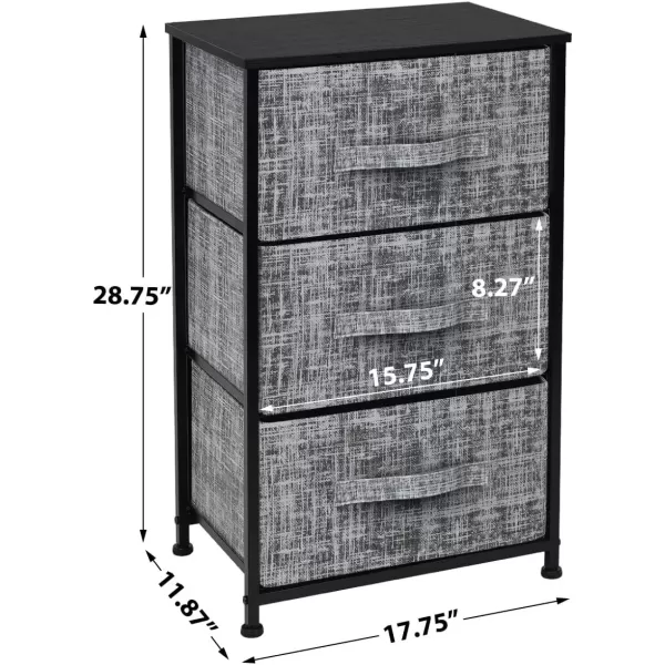 imageSorbus Nightstand with 4 Drawers  Bedside Furniture ampamp Night Stand End Table Dresser with Steel Frame Wood Top Easy Pull Fabric Bins for Home Bedroom Accessories Office ampamp DormGrayBlack