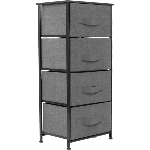 imageSorbus Nightstand with 4 Drawers  Bedside Furniture ampamp Night Stand End Table Dresser with Steel Frame Wood Top Easy Pull Fabric Bins for Home Bedroom Accessories Office ampamp DormBlack