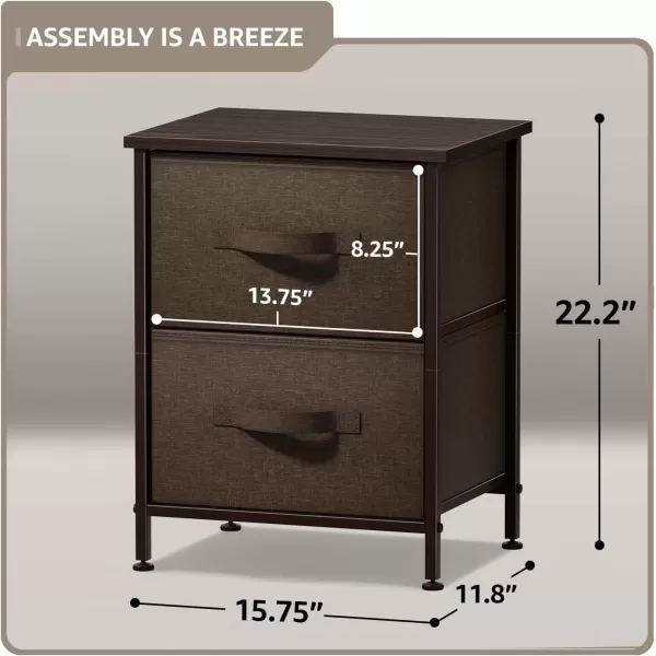 imageSorbus Nightstand with 4 Drawers  Bedside Furniture ampamp Night Stand End Table Dresser with Steel Frame Wood Top Easy Pull Fabric Bins for Home Bedroom Accessories Office ampamp DormBrown