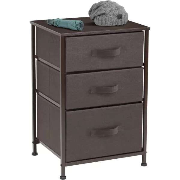 imageSorbus Nightstand with 4 Drawers  Bedside Furniture ampamp Night Stand End Table Dresser with Steel Frame Wood Top Easy Pull Fabric Bins for Home Bedroom Accessories Office ampamp DormBrown