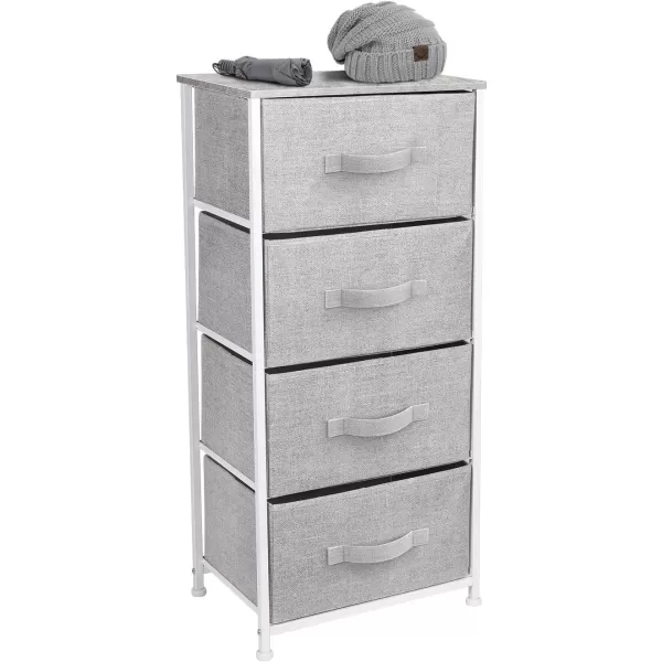 imageSorbus Nightstand with 4 Drawers  Bedside Furniture ampamp Night Stand End Table Dresser with Steel Frame Wood Top Easy Pull Fabric Bins for Home Bedroom Accessories Office ampamp DormGrey