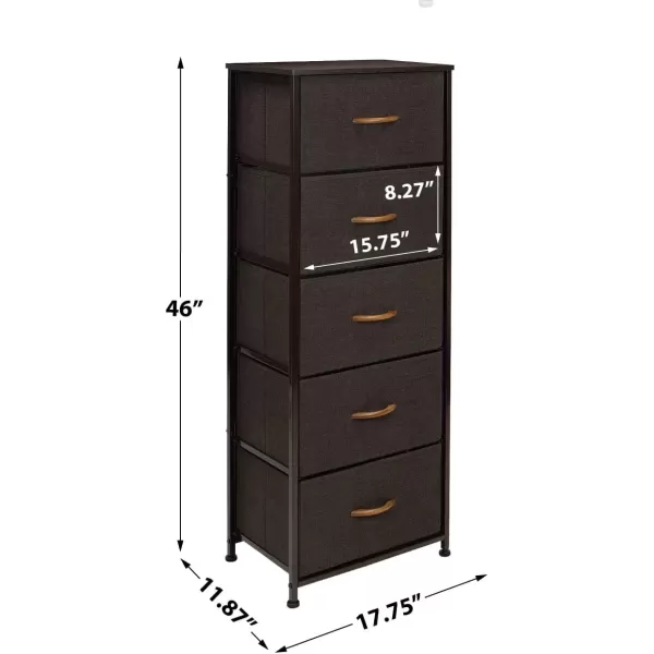 imageSorbus Nightstand with 4 Drawers  Bedside Furniture ampamp Night Stand End Table Dresser with Steel Frame Wood Top Easy Pull Fabric Bins for Home Bedroom Accessories Office ampamp DormBrown