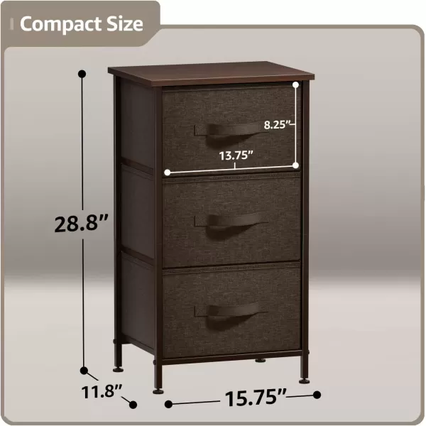 imageSorbus Nightstand with 4 Drawers  Bedside Furniture ampamp Night Stand End Table Dresser with Steel Frame Wood Top Easy Pull Fabric Bins for Home Bedroom Accessories Office ampamp DormBrown