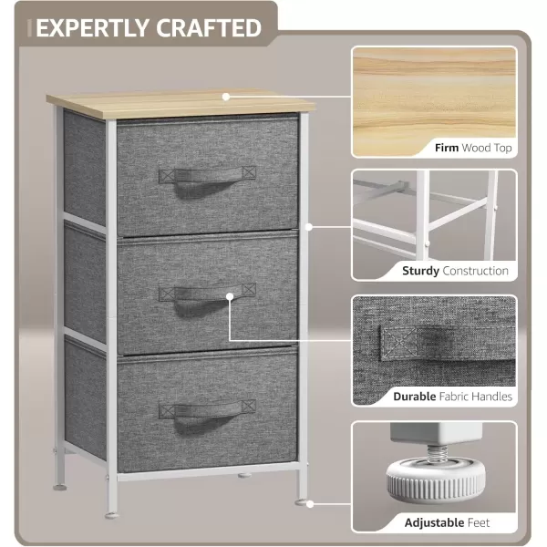 imageSorbus Nightstand with 4 Drawers  Bedside Furniture ampamp Night Stand End Table Dresser with Steel Frame Wood Top Easy Pull Fabric Bins for Home Bedroom Accessories Office ampamp DormBeige