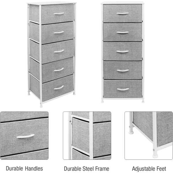 imageSorbus Nightstand with 4 Drawers  Bedside Furniture ampamp Night Stand End Table Dresser with Steel Frame Wood Top Easy Pull Fabric Bins for Home Bedroom Accessories Office ampamp DormWhite