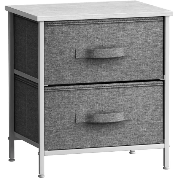 imageSorbus Nightstand with 4 Drawers  Bedside Furniture ampamp Night Stand End Table Dresser with Steel Frame Wood Top Easy Pull Fabric Bins for Home Bedroom Accessories Office ampamp DormWhite