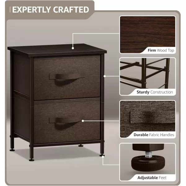 imageSorbus Nightstand with 4 Drawers  Bedside Furniture ampamp Night Stand End Table Dresser with Steel Frame Wood Top Easy Pull Fabric Bins for Home Bedroom Accessories Office ampamp DormBrown