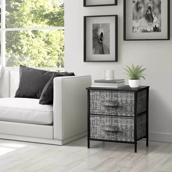 imageSorbus Nightstand with 4 Drawers  Bedside Furniture ampamp Night Stand End Table Dresser with Steel Frame Wood Top Easy Pull Fabric Bins for Home Bedroom Accessories Office ampamp DormGrayBlack
