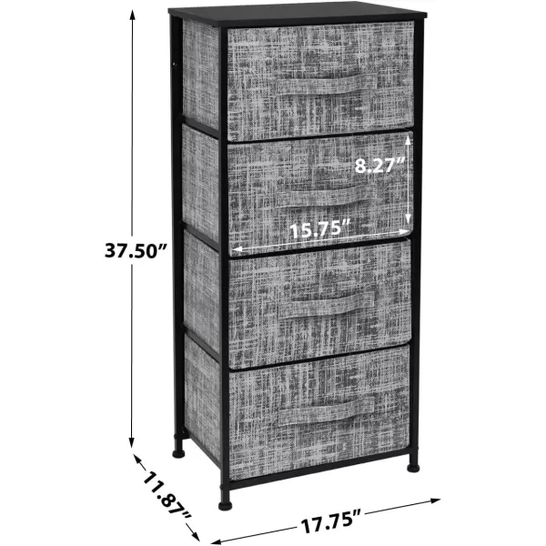 imageSorbus Nightstand with 4 Drawers  Bedside Furniture ampamp Night Stand End Table Dresser with Steel Frame Wood Top Easy Pull Fabric Bins for Home Bedroom Accessories Office ampamp DormGrayBlack