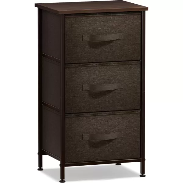 imageSorbus Nightstand with 4 Drawers  Bedside Furniture ampamp Night Stand End Table Dresser with Steel Frame Wood Top Easy Pull Fabric Bins for Home Bedroom Accessories Office ampamp DormBrown