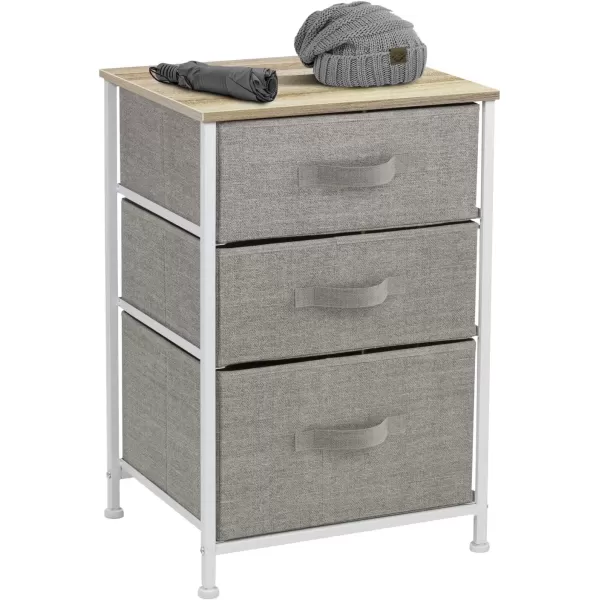 imageSorbus Nightstand with 4 Drawers  Bedside Furniture ampamp Night Stand End Table Dresser with Steel Frame Wood Top Easy Pull Fabric Bins for Home Bedroom Accessories Office ampamp DormBeige