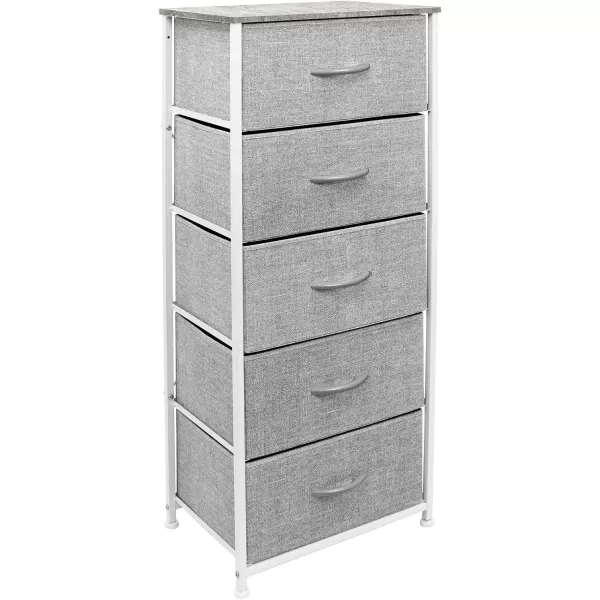 imageSorbus Nightstand with 4 Drawers  Bedside Furniture ampamp Night Stand End Table Dresser with Steel Frame Wood Top Easy Pull Fabric Bins for Home Bedroom Accessories Office ampamp DormGrey