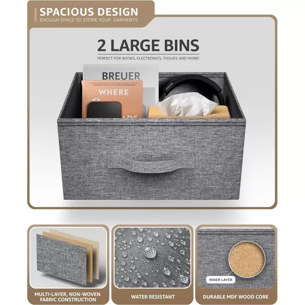 imageSorbus Nightstand with 4 Drawers  Bedside Furniture ampamp Night Stand End Table Dresser with Steel Frame Wood Top Easy Pull Fabric Bins for Home Bedroom Accessories Office ampamp DormGrey