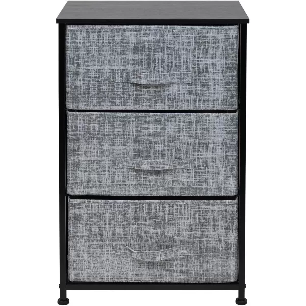 imageSorbus Nightstand with 4 Drawers  Bedside Furniture ampamp Night Stand End Table Dresser with Steel Frame Wood Top Easy Pull Fabric Bins for Home Bedroom Accessories Office ampamp DormGrayBlack