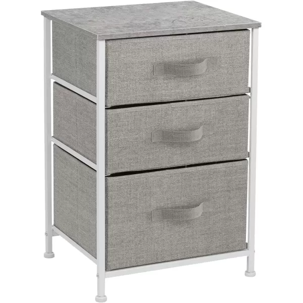 imageSorbus Nightstand with 4 Drawers  Bedside Furniture ampamp Night Stand End Table Dresser with Steel Frame Wood Top Easy Pull Fabric Bins for Home Bedroom Accessories Office ampamp DormGrey