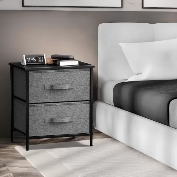 imageSorbus Nightstand with 4 Drawers  Bedside Furniture ampamp Night Stand End Table Dresser with Steel Frame Wood Top Easy Pull Fabric Bins for Home Bedroom Accessories Office ampamp DormBlack