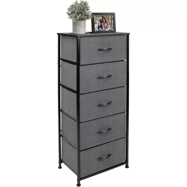 imageSorbus Nightstand with 4 Drawers  Bedside Furniture ampamp Night Stand End Table Dresser with Steel Frame Wood Top Easy Pull Fabric Bins for Home Bedroom Accessories Office ampamp DormBlack