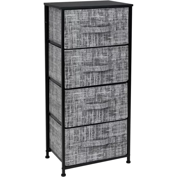imageSorbus Nightstand with 4 Drawers  Bedside Furniture ampamp Night Stand End Table Dresser with Steel Frame Wood Top Easy Pull Fabric Bins for Home Bedroom Accessories Office ampamp DormGrayBlack