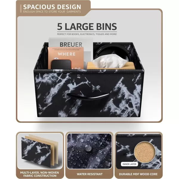 imageSorbus Nightstand with 4 Drawers  Bedside Furniture ampamp Night Stand End Table Dresser with Steel Frame Wood Top Easy Pull Fabric Bins for Home Bedroom Accessories Office ampamp DormMarble Black  Black Frame