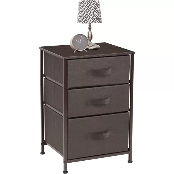 imageSorbus Nightstand with 4 Drawers  Bedside Furniture ampamp Night Stand End Table Dresser with Steel Frame Wood Top Easy Pull Fabric Bins for Home Bedroom Accessories Office ampamp DormBrown