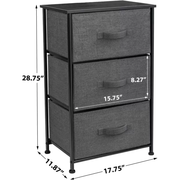 imageSorbus Nightstand with 4 Drawers  Bedside Furniture ampamp Night Stand End Table Dresser with Steel Frame Wood Top Easy Pull Fabric Bins for Home Bedroom Accessories Office ampamp DormBlack
