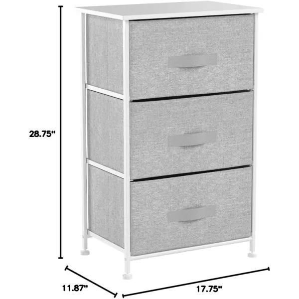 imageSorbus Nightstand with 4 Drawers  Bedside Furniture ampamp Night Stand End Table Dresser with Steel Frame Wood Top Easy Pull Fabric Bins for Home Bedroom Accessories Office ampamp DormWhite
