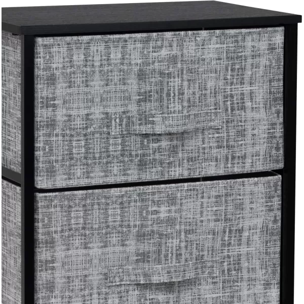 imageSorbus Nightstand with 4 Drawers  Bedside Furniture ampamp Night Stand End Table Dresser with Steel Frame Wood Top Easy Pull Fabric Bins for Home Bedroom Accessories Office ampamp DormGrayBlack