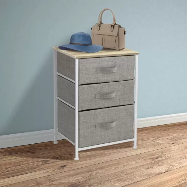 imageSorbus Nightstand with 4 Drawers  Bedside Furniture ampamp Night Stand End Table Dresser with Steel Frame Wood Top Easy Pull Fabric Bins for Home Bedroom Accessories Office ampamp DormBeige