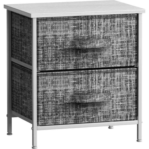 imageSorbus Nightstand with 4 Drawers  Bedside Furniture ampamp Night Stand End Table Dresser with Steel Frame Wood Top Easy Pull Fabric Bins for Home Bedroom Accessories Office ampamp DormGrayWhite