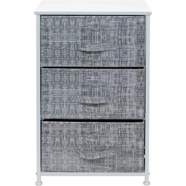 imageSorbus Nightstand with 4 Drawers  Bedside Furniture ampamp Night Stand End Table Dresser with Steel Frame Wood Top Easy Pull Fabric Bins for Home Bedroom Accessories Office ampamp DormGrayWhite