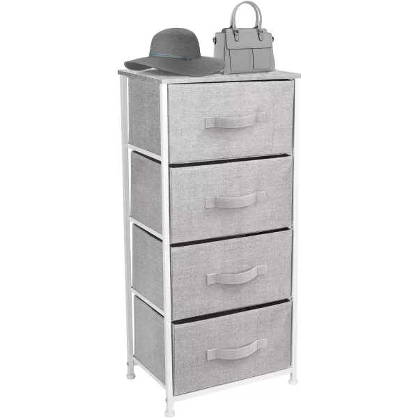 imageSorbus Nightstand with 4 Drawers  Bedside Furniture ampamp Night Stand End Table Dresser with Steel Frame Wood Top Easy Pull Fabric Bins for Home Bedroom Accessories Office ampamp DormGrey