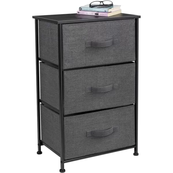 imageSorbus Nightstand with 4 Drawers  Bedside Furniture ampamp Night Stand End Table Dresser with Steel Frame Wood Top Easy Pull Fabric Bins for Home Bedroom Accessories Office ampamp DormBlack